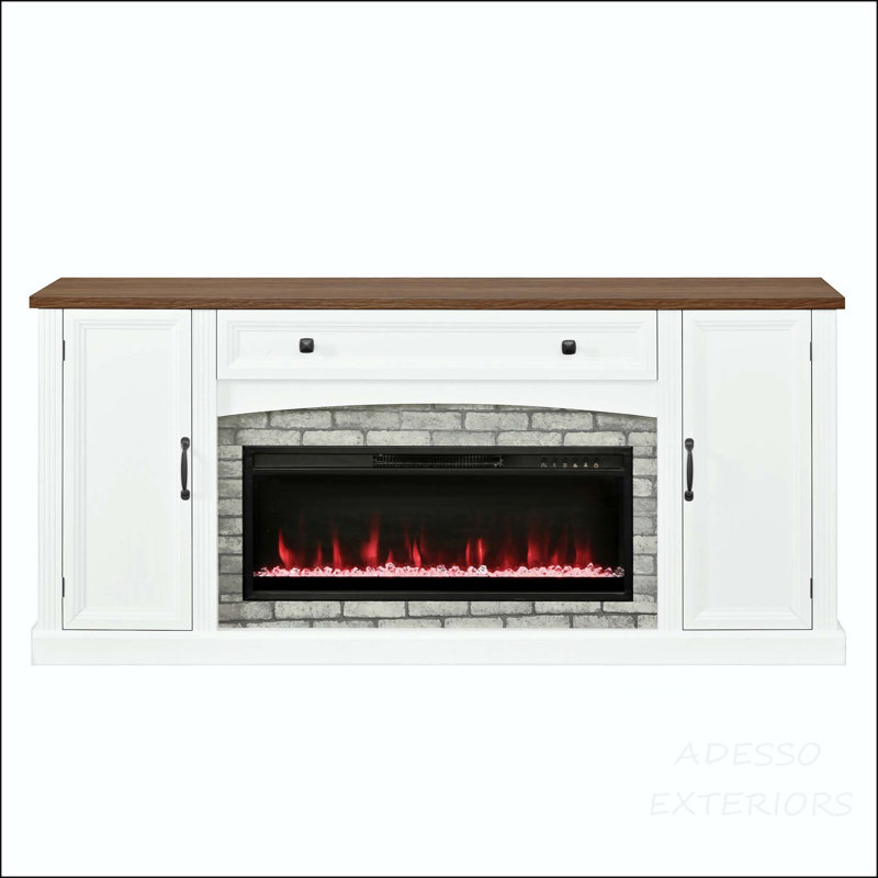 Meuble télé 66,9 po avec foyer, Blanc, Oui