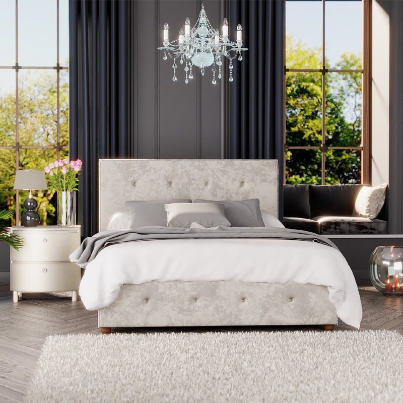Upholstered Ottoman Bed, Pearl, Single (3')