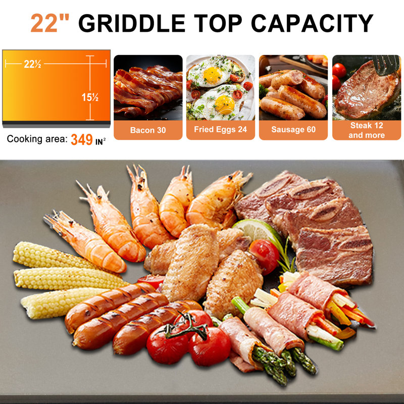 Plaque chauffante portative au propane avec couvercle, barbecue à gaz à dessus plat à 3 brûleurs de 22 pouces, plaque chauffante de table de 36 000 BTU pour le camping, le camping-car et le chalet