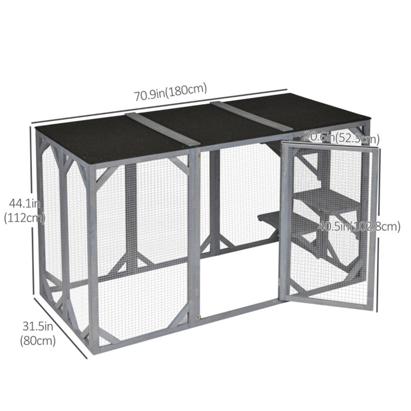 Grande cage d'extérieur en bois pour chat