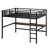 Metal Loft Bed With Power Outlet And LED Lighted, Space-Saving-574603885