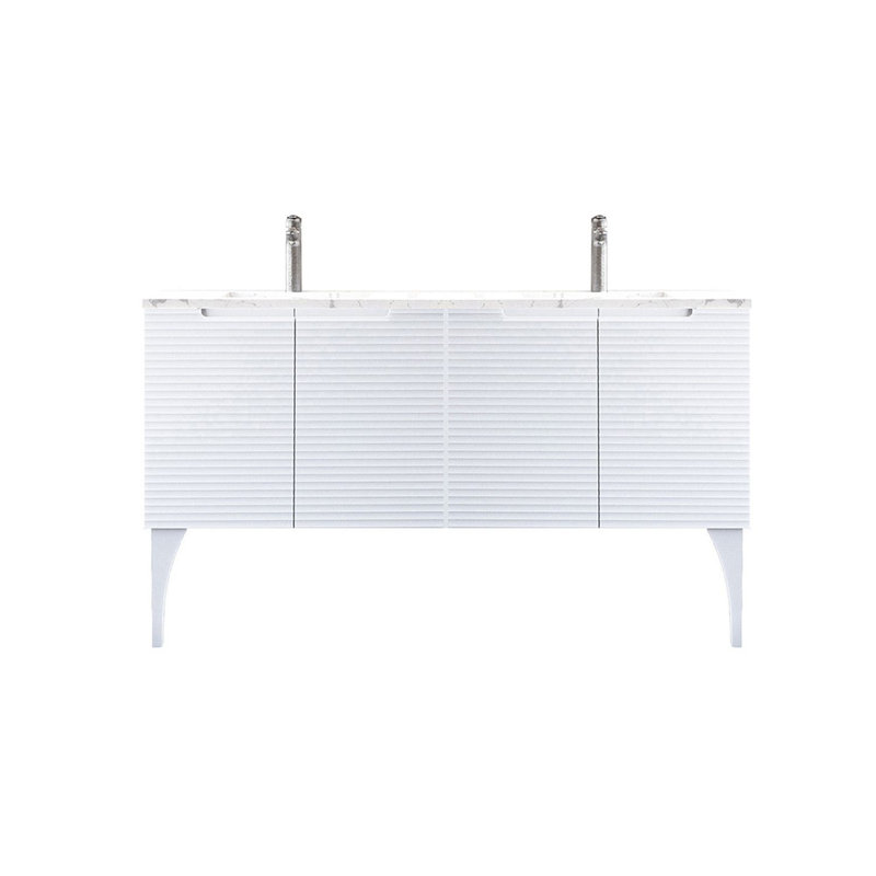 Ensemble de meuble-lavabo double 64 po Ariyannah, Neige