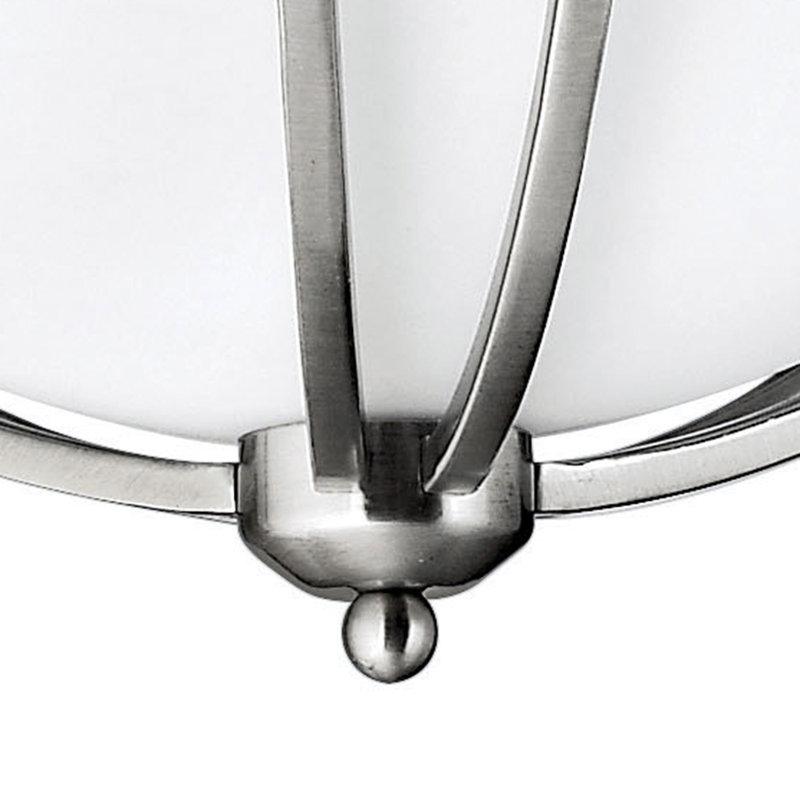 Plafonnier semi-encastré 16,8 po à 2 lumières Bolla, Nickel brossé, Incandescent, Verre granuleux ambre clair