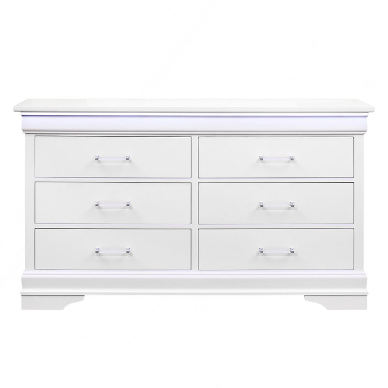 CHARLSTON WHITE DRESSER WITH LED, White