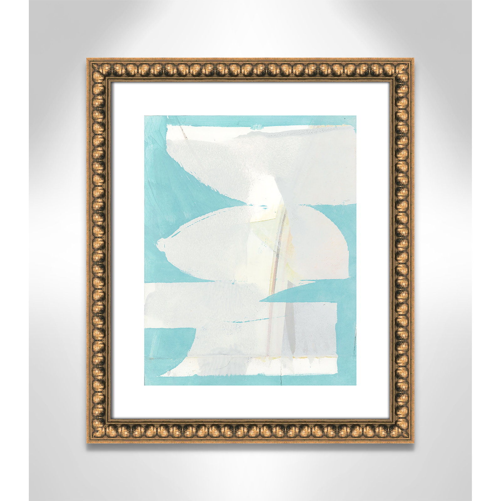 Nara "Carve I" Painting, 20" H x 17" W x 1.13" D, Gold Bead Framed Paper