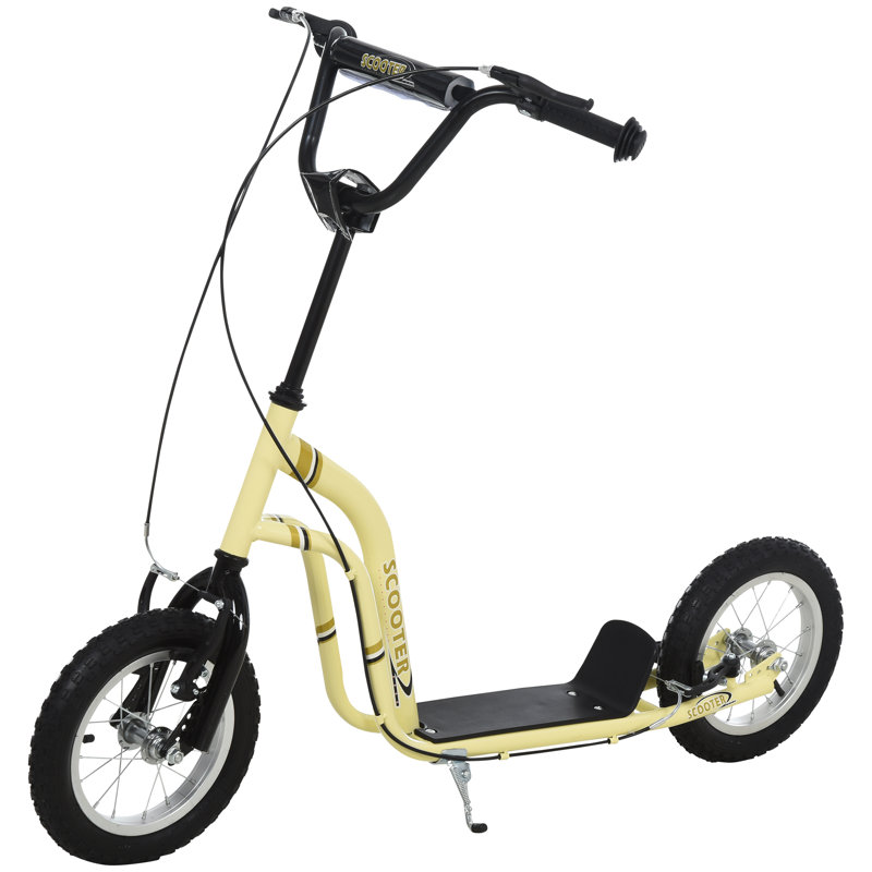 Beige Youth Scooter with Rubber Wheels and Hand Brake