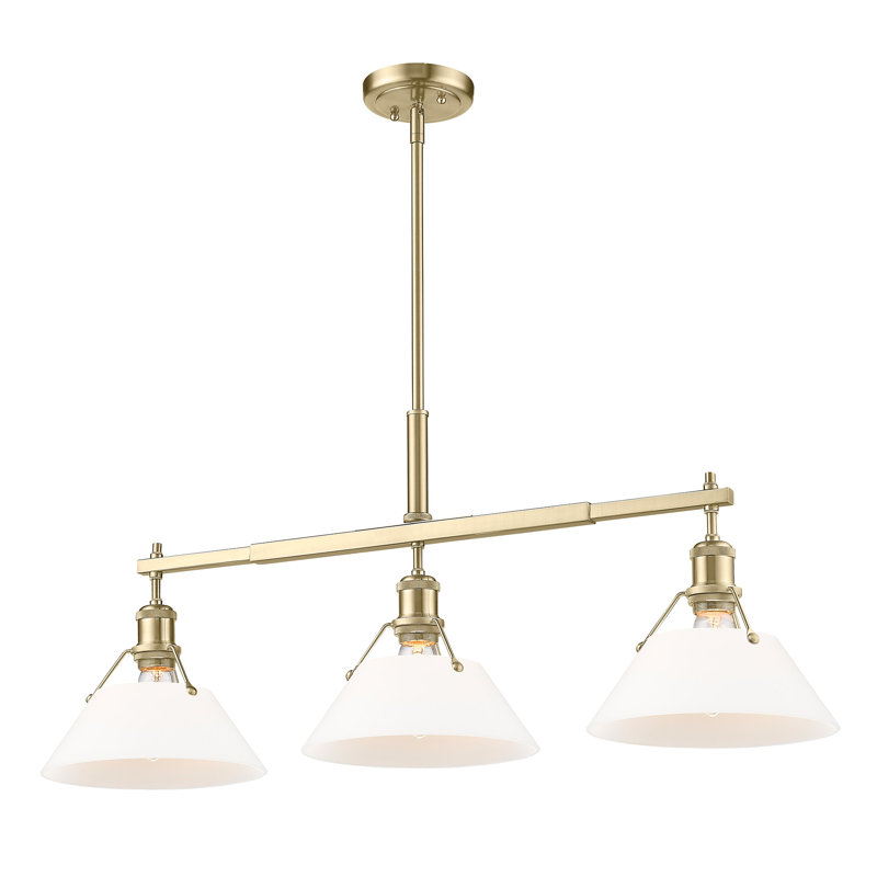 Weatherford 3 - Light Kitchen Island Pendant, Brushed Champagne Bronze, Opal Glass