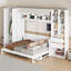 Grand lit escamotable mural avec placard, tiroirs et tablettes, gris-443331660-443331761