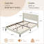 Structure de lit plateforme avec tête de lit tapissier à oreilles, support de lattes en bois robuste de grande taille, facile à assembler, beige-1858557077-1858557081