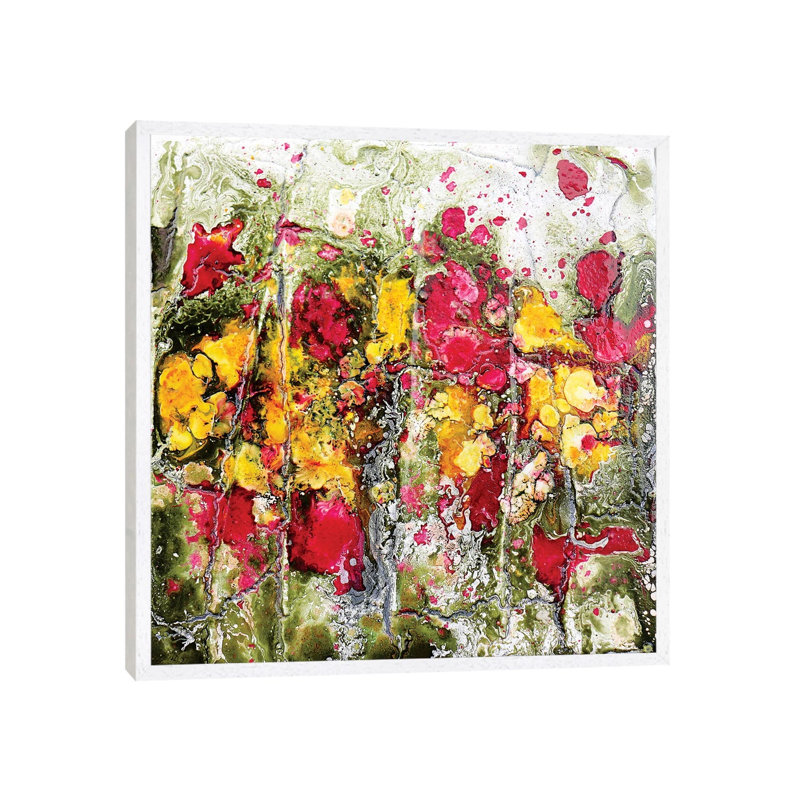Poppies And Friends by Donatella Marraoni - Painting on Canvas, 66.04cm H x 66.04cm W x 3.81cm D, White Framed