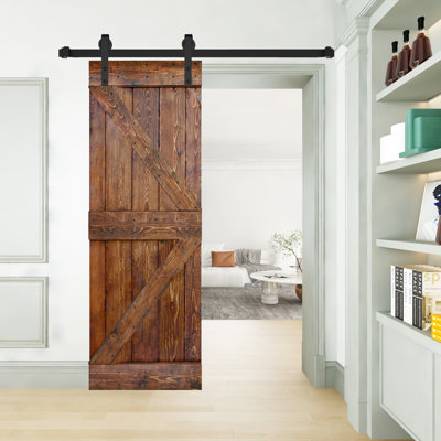 K Style Solid Wood Sliding Barn Door Without Hardware Kit (Door Slab Only) - Assembly Needed