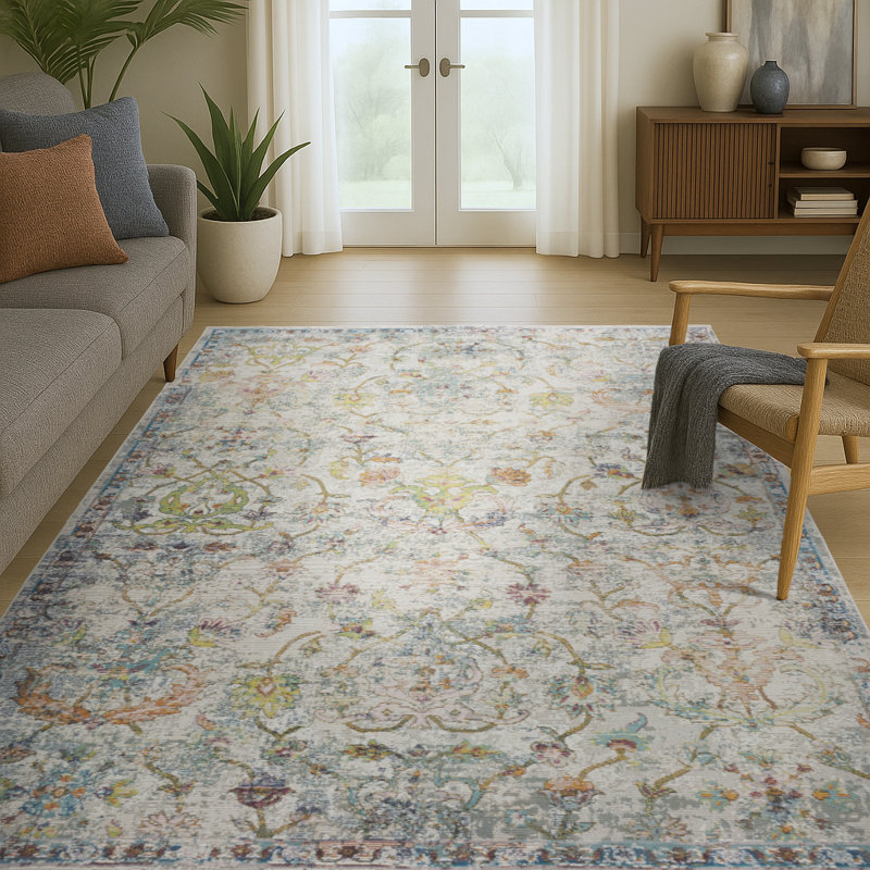 Tapis performance d'intérieur Gleaves - bleu / gris / vert, Rectangle 6 pi x 9 pi