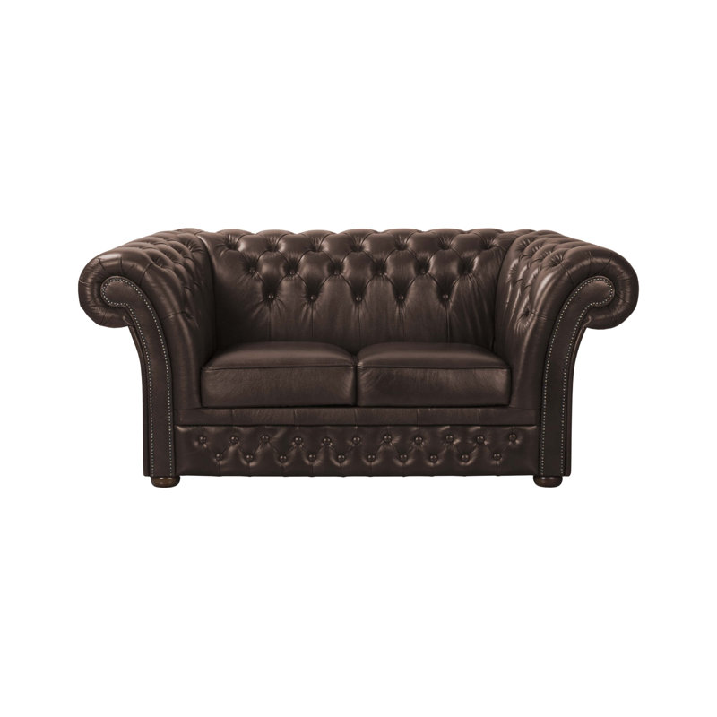Tamico 2 Seater Genuine Leather Loveseat, Brown