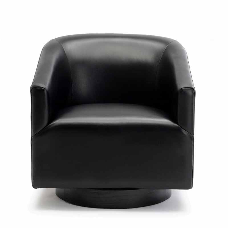 Black Wood Base Swivel Function Chair, Black