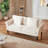 Loveseat Sofa 69-Inch Velvet Fabric 2-Seats Couch with Sinuous Spring White