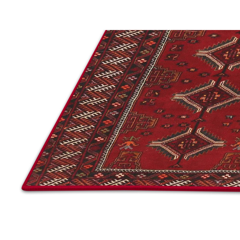 Tapis rouge/brun/beige traditionnel, Rectangle 4 pi x 6 pi
