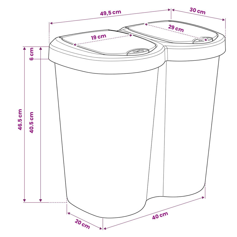 PP Multi-Compartment Rubbish & Recycling Bin