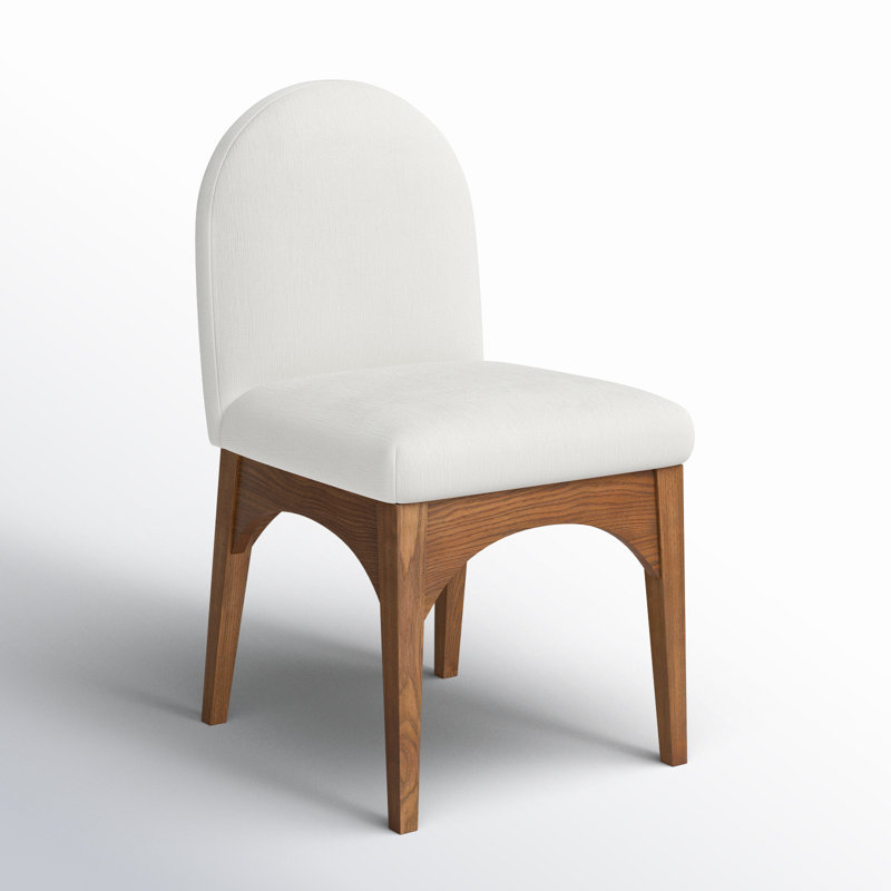 Waldorf 19.75'' H Upholstered Side Chair, Cream Chenille, Walnut