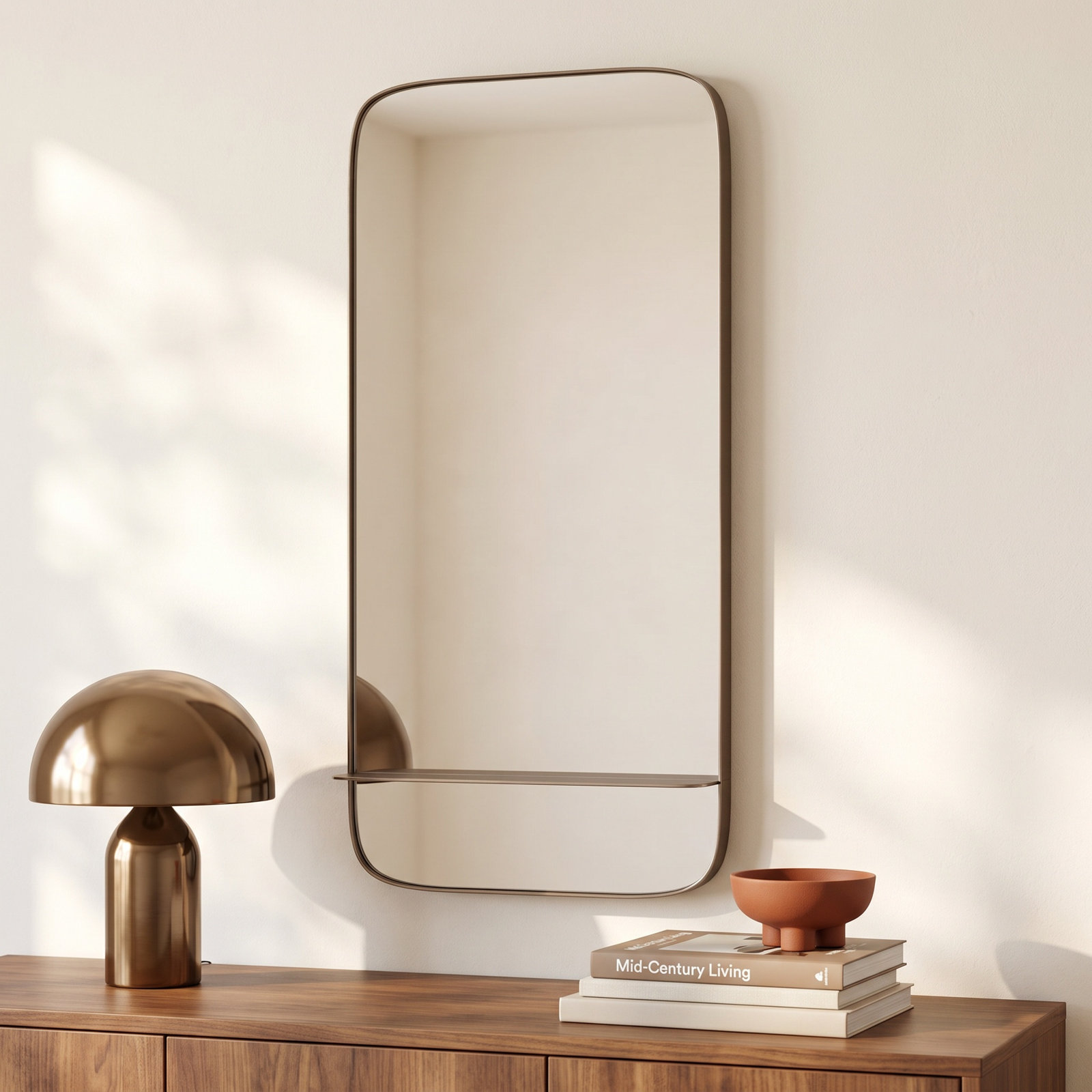 Ulis Metal Flat Wall Mirror with Shelves
