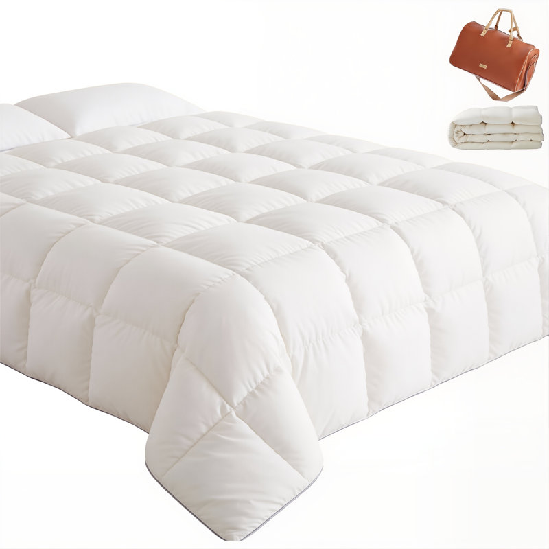 Édredon en duvet d'oie blanche avec insertions pour grand lit toutes saisons, 79 x 91 pouces (200 x 230 cm), 550 g, rembourrage 3D