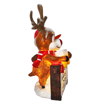 Statue de fête de Noël bonhomme de neige et renne 8 "It's the Most Wonderful for a Beer