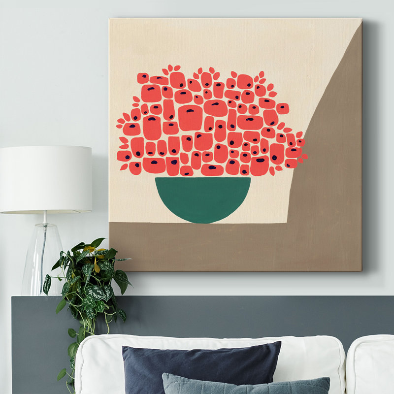 Bol de coquelicots sur toile, H 24 po x l 24 po x P 1,5 po
