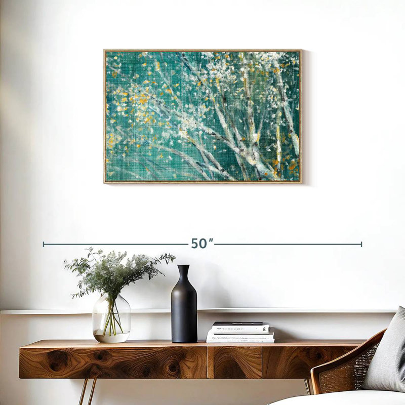 Bouleau bleu II, Cadre flottant en bois naturel, 31 po x 21 po