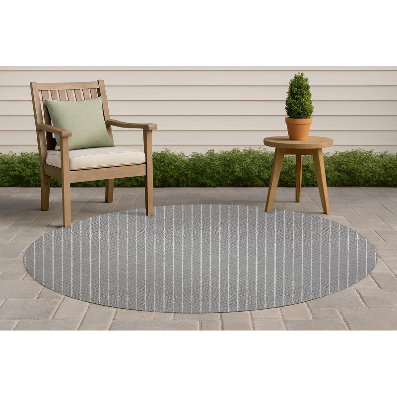 Tapis d'extérieur à chevrons antidérapant à rayures, Rond 5 pi