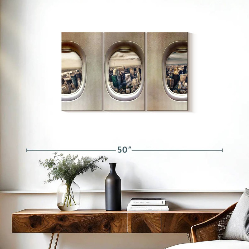 Ensemble de 3 fenêtres sur toile, H 20 po x l 33 po x P 1,25 po