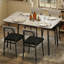 Ensemble de table de salle à manger rustique gris pour 4 avec 4 chaises rembourrées - table de cuisine en bois à bords biseautés, structure en métal robuste pour petits espaces et appartements-129936707-129936706-129936704-129936702