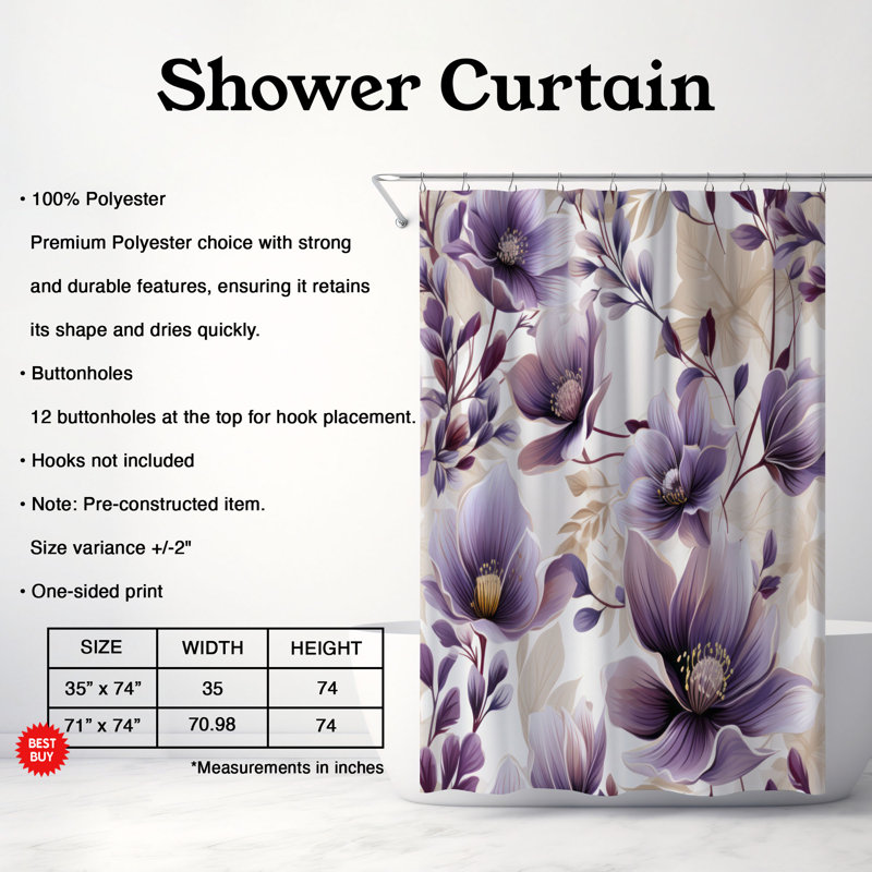 Rideau de douche Violet Glow - Premium, H 74 po x l 71 po