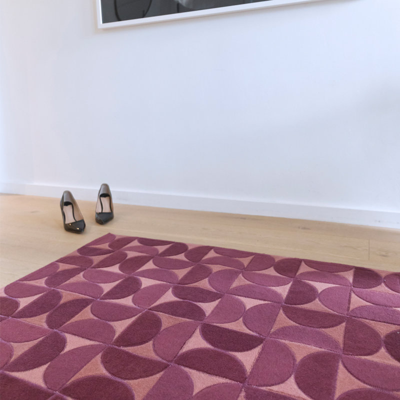 Horizons Geometric Area Rug in Pink, Rectangle 6'7" x 9'8"
