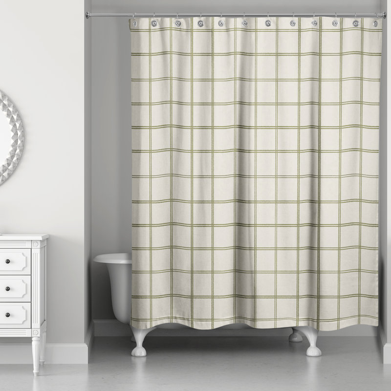 Magnus Plaid Shower Curtain, Cream/Green