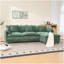 Canapé 3 places de couleur verte avec repose-pieds de rangement pour le salon, la chambre à coucher et la chambre compacte, canapé modulaire rembourré, banc en L avec repose-pieds-666913792