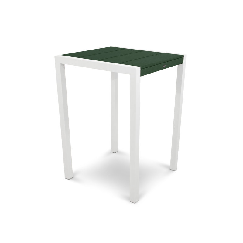 Table de bar POLYWOOD Surf City, 30 po x 30 po, Blanc texturé / Forêt tropicale