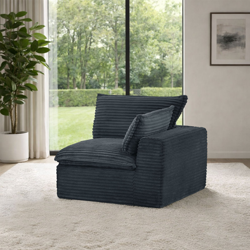 Fauteuil moderne rembourré avec dossier rembourré et rembourré à gauche, Bleu