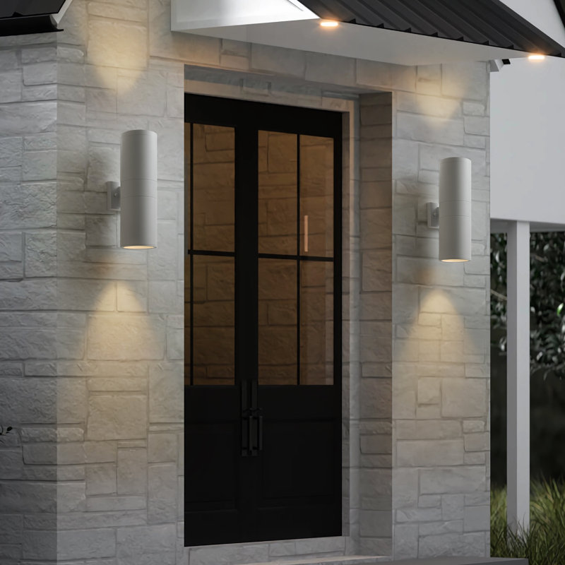 Raley 2- Bulb Outdoor Wall Lantern, Matte White, 18" H x 5.91" W x 8.46" D