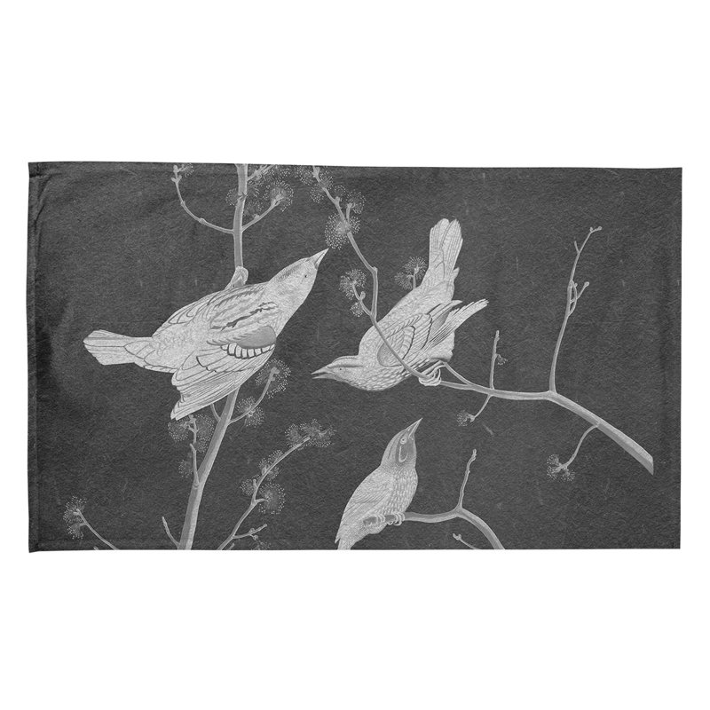 Serviette à thé à oreilles starling, Polyester sergé, Gris