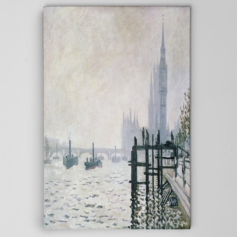 « the thames » par claude monet, reproduction d’art sur toile tendue, H 18 po x l 27 po x P 1,5 po
