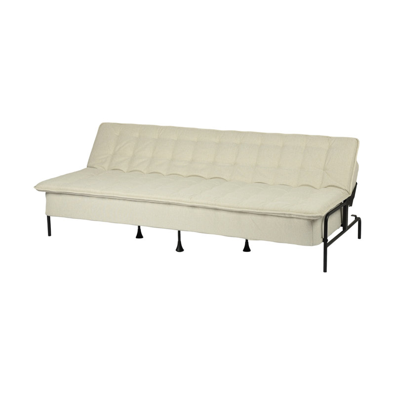 Canapé-lit futon convertible en tissu beige de 77 pouces