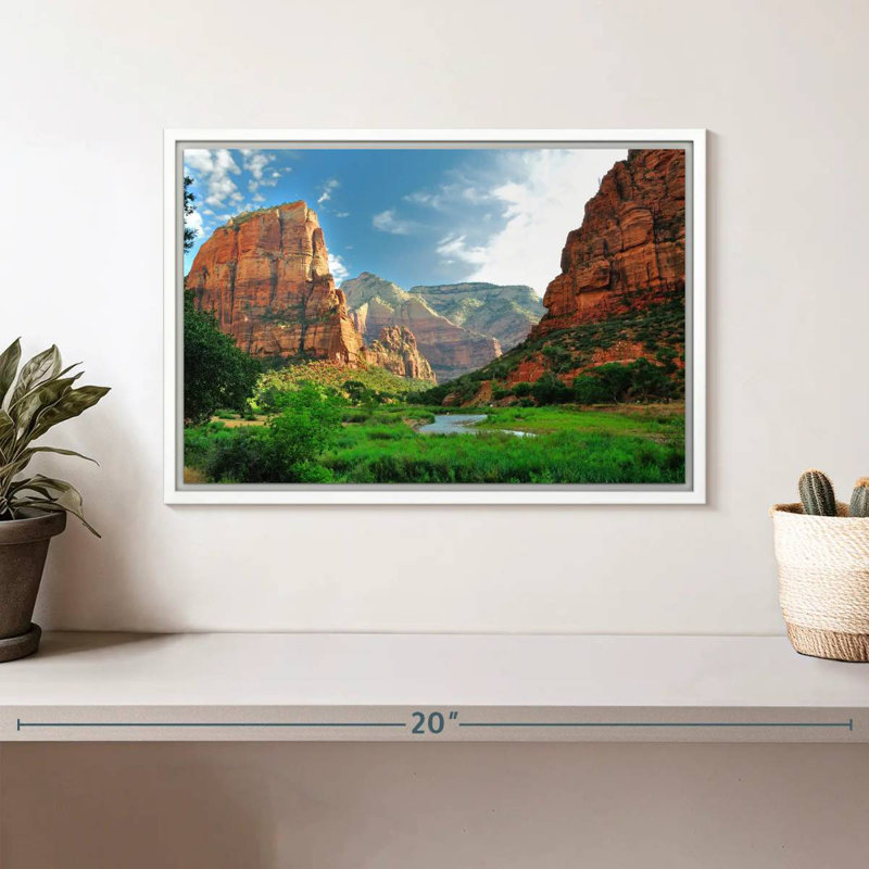 Zion National Park Canyons, Floating Frame White, 13" X 9"