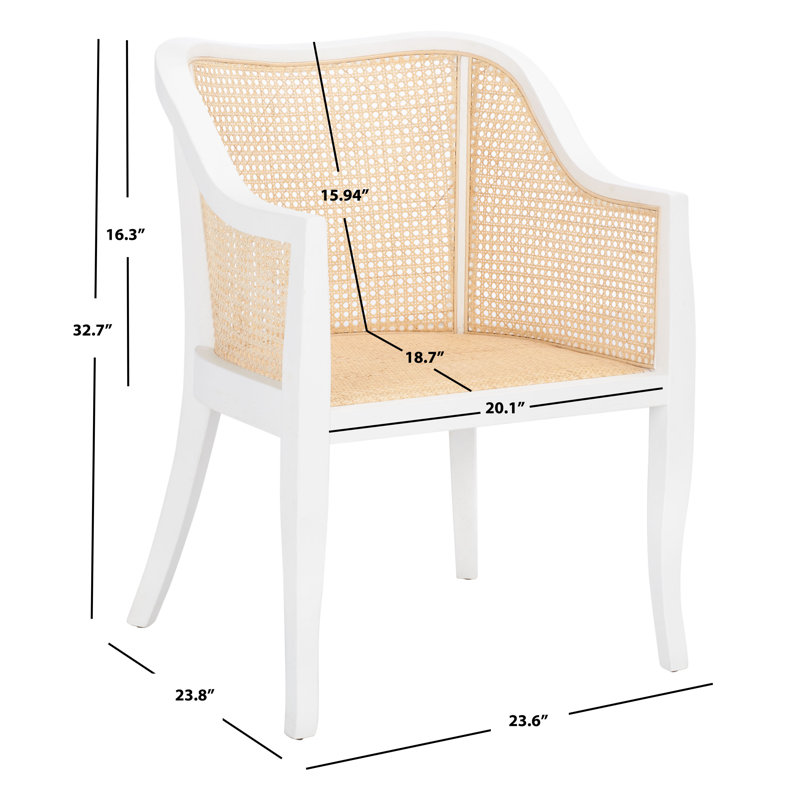 Chaise avec accoudoirs Raoul, Blanc / Naturel