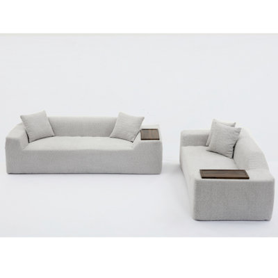 Modern Sofa[NEW ARRIVED] [VIDEO PROVIDED]2 Piece Boucle Cloud Sofa Set, Upholstered Sofa Set,  3 Seater And 2 Seater Sofa  With MDF End Table   ,Apartment,3+2 Couch,Boucle,