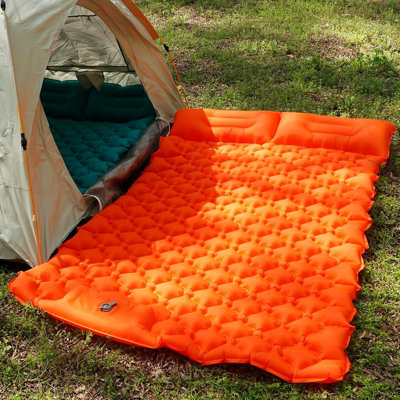 Sleeping Pad For Camping, Inflatable Sleeping Mat With Pillow, Camping Pad With Built-In Foot Pump, Lightweight Camping Mattress Pad For Car Camping, Backpacking, Tent And Hiking (Double)