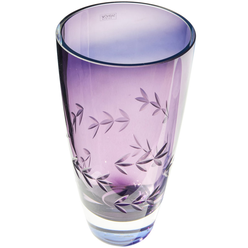 Améthyste mauve / vase de table en cristal transparent 10 po