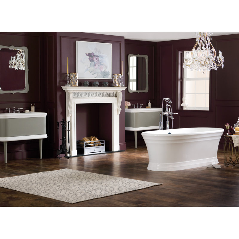 Worcester 70-3/4" x 30-3/4" Freestanding Soaking Bathtub in Volcanic Limestone with Overflow Hole