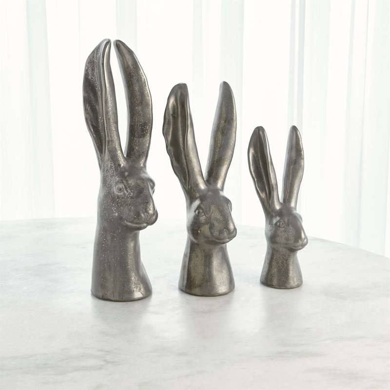 Rabbit Figurine, 16.25" H x 6.25" W x 6.25" D, Matte Gold