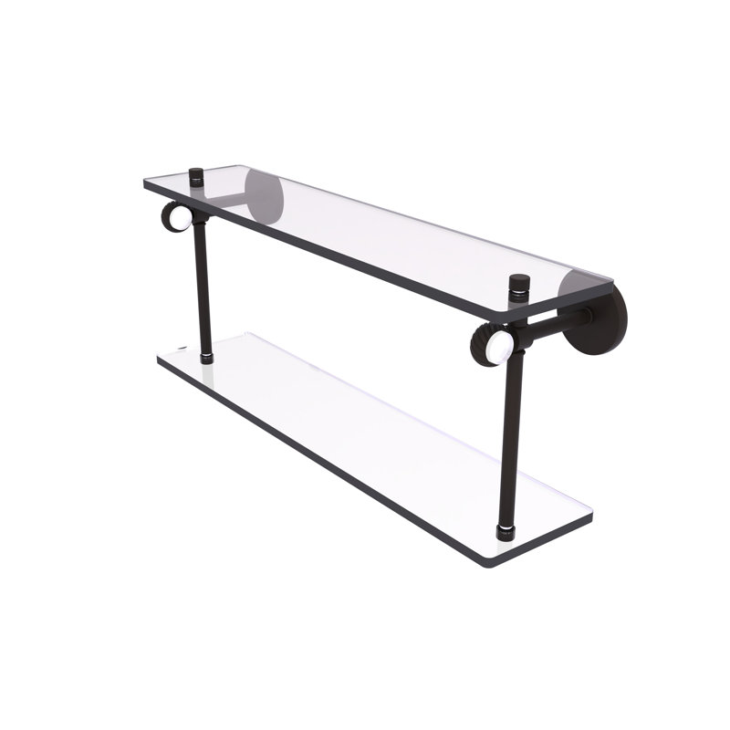 Tablette murale à deux niveaux en verre Margolis, Bronze huilé, H 9,2 po x l 22 po x P 5,6 po