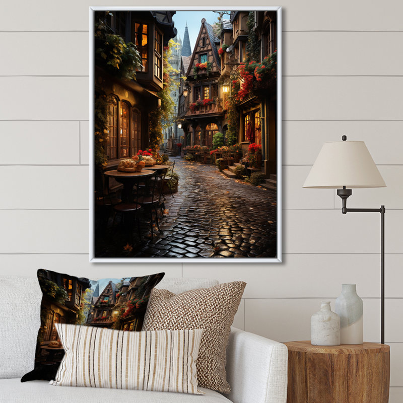 Allemagne, Allemagne, vieille ville, art mural, Cadre flottant blanc, H 44 po x l 34 po x P 1,5 po