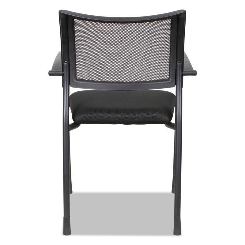 Black Mesh Reception Stacking Chair with Metal Frame